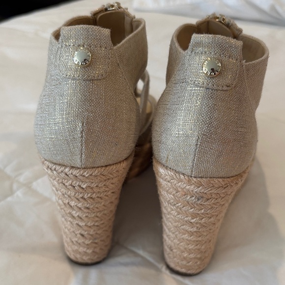 Michael Kors Gold and Tan Wedge Sandals - Picture 4 of 5